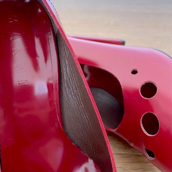 MARNI Red Fuoco Scarpa Goat Leather Pump IT38 - Picture 7 of 10